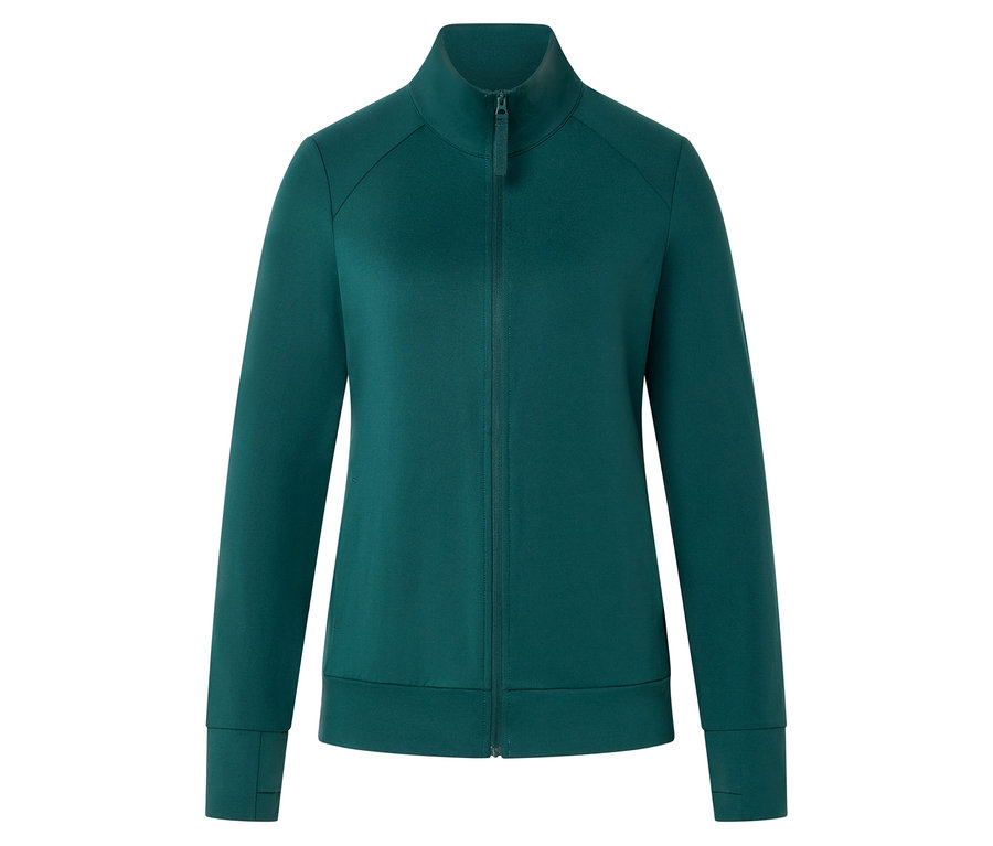 Veste de survêtement verte zippée à col montant.