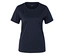 T-shirt bleu foncé à manches courtes et col rond sur fond blanc.
