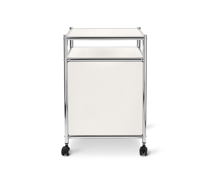 Caisson en métal blanc à roulettes « CN3 » avec abattant.