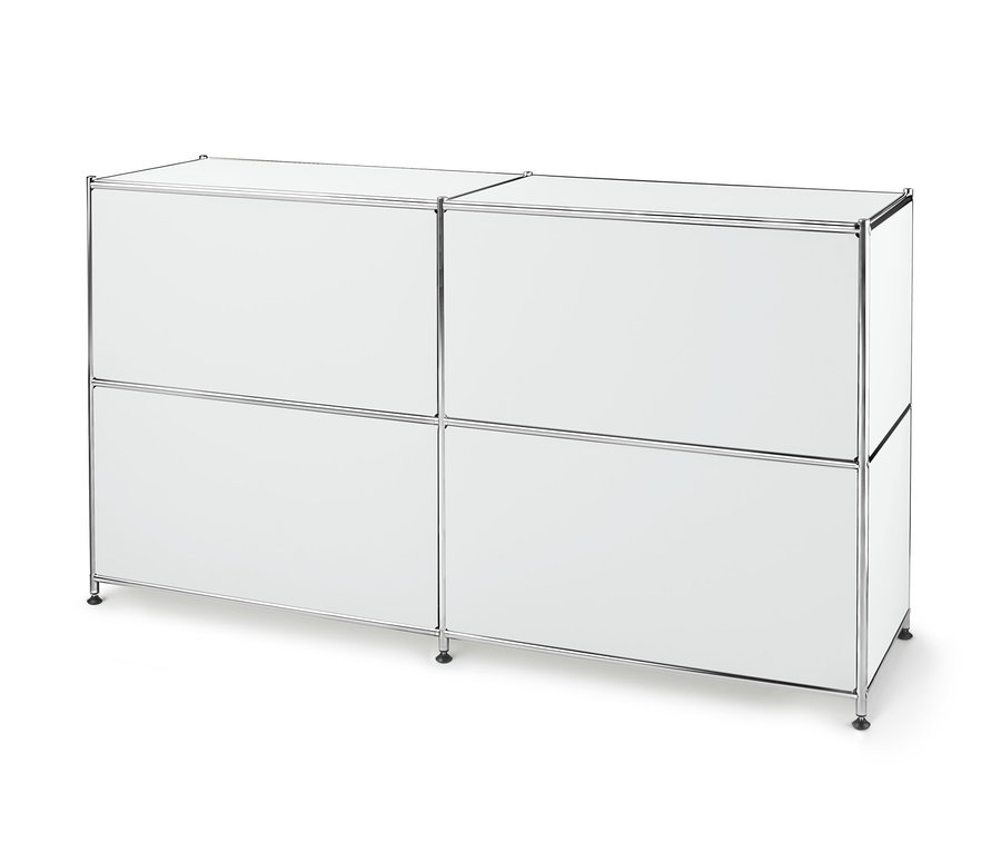 Buffet en métal blanc avec 2 abattants amovibles.