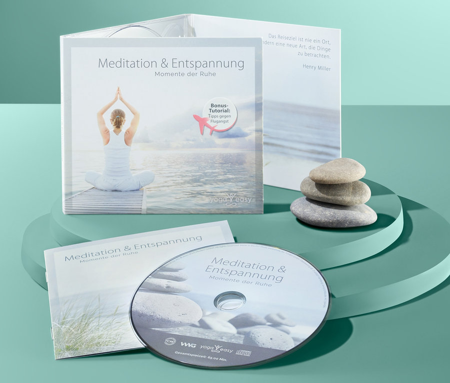 CD « Méditation et relaxation : moments de silence » sur fond vert.