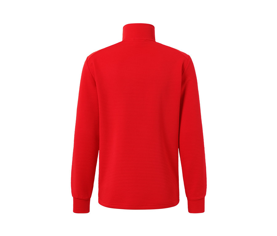 Veste fonctionnelle rouge orange à manches longues.