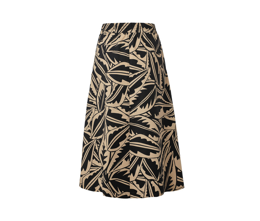 Jupe en popeline avec un imprimé intégral de feuilles.