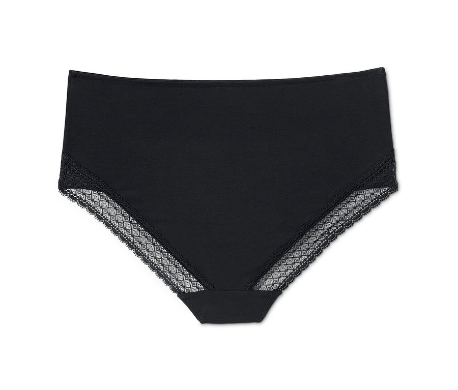 Slip taille haute noir avec dentelle.