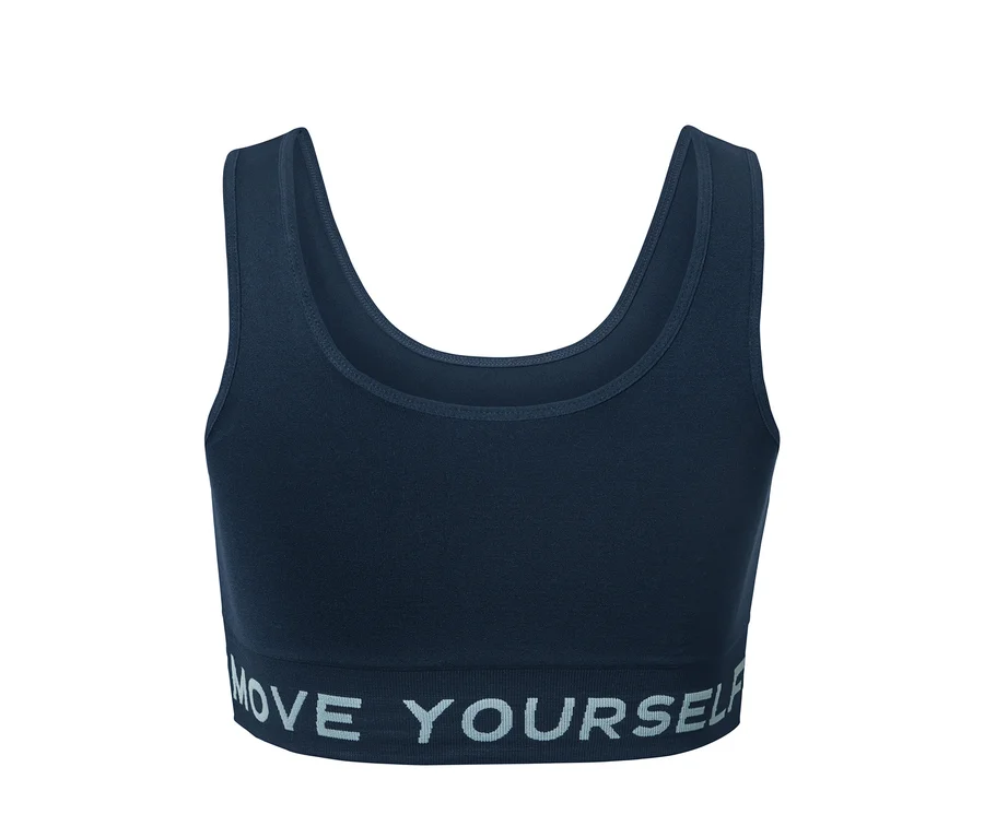Brassière de sport sans coutures bleue.