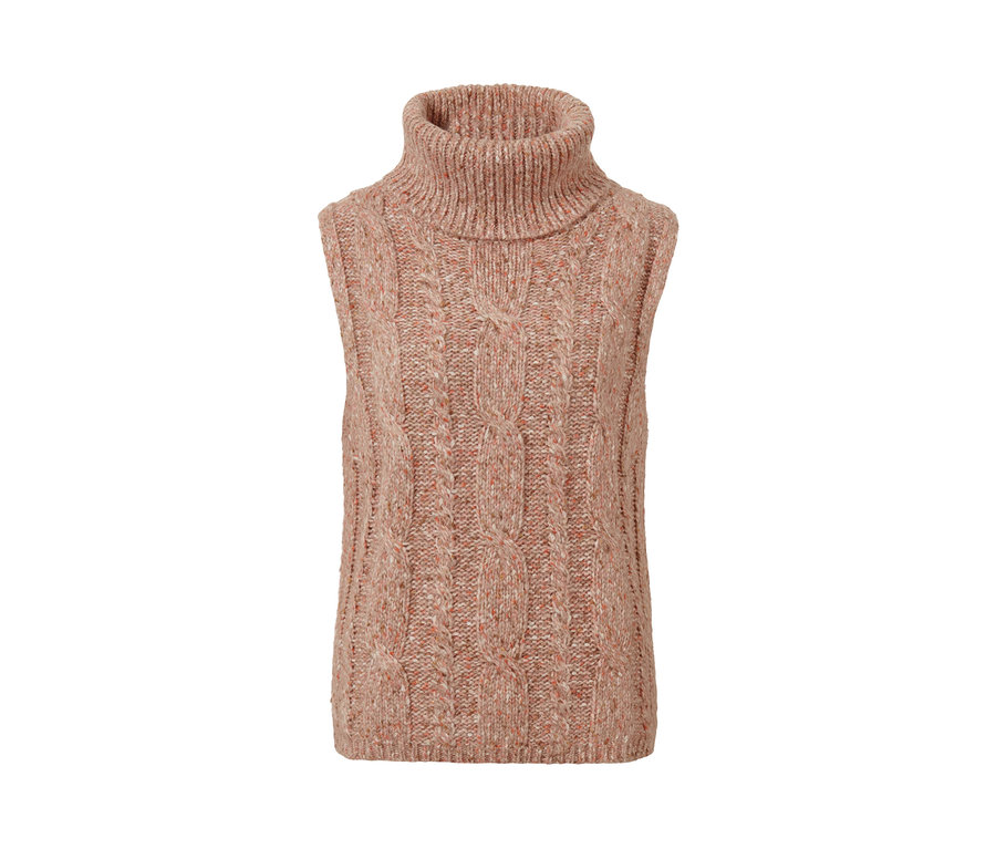 Pull sans manches en maille à motif torsadé.