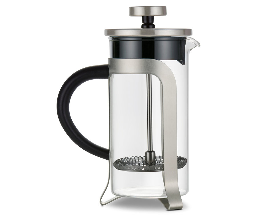 Cafetière à piston argentée de 300 ml pour 2 tasses.