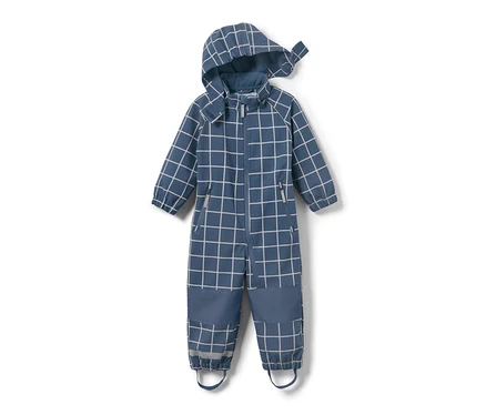 Combinaison softshell pour enfant à carreaux.
