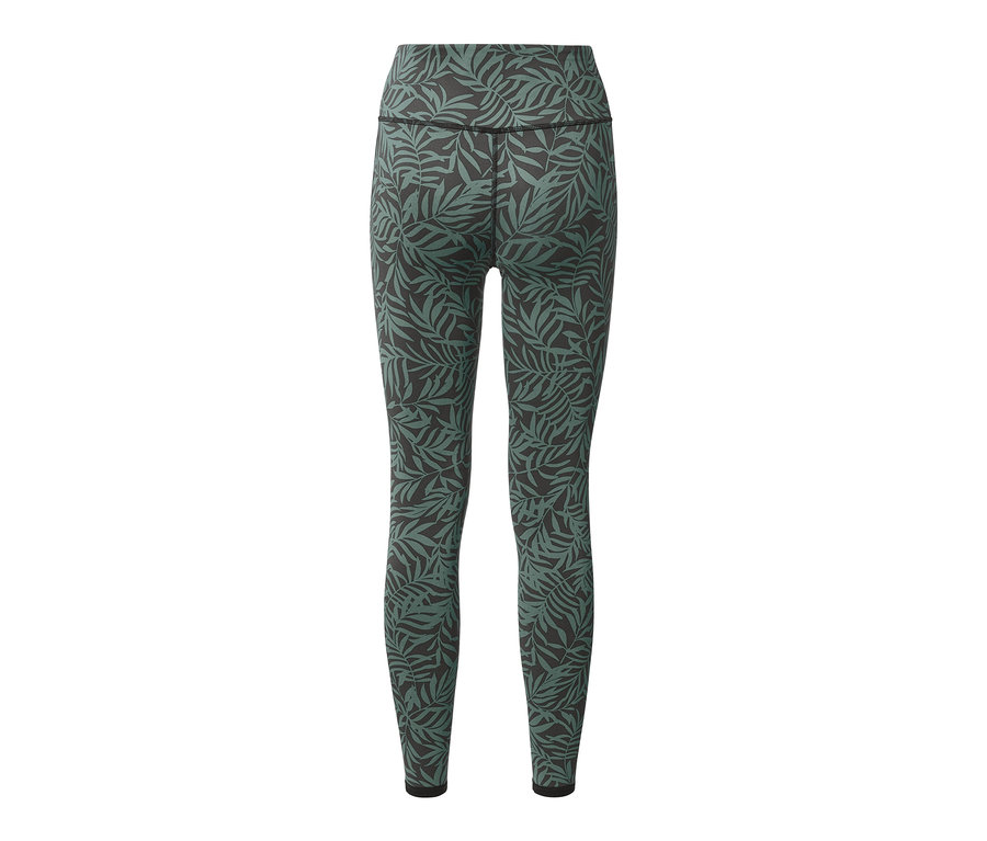 Legging de sport réversible avec un imprimé de feuilles.