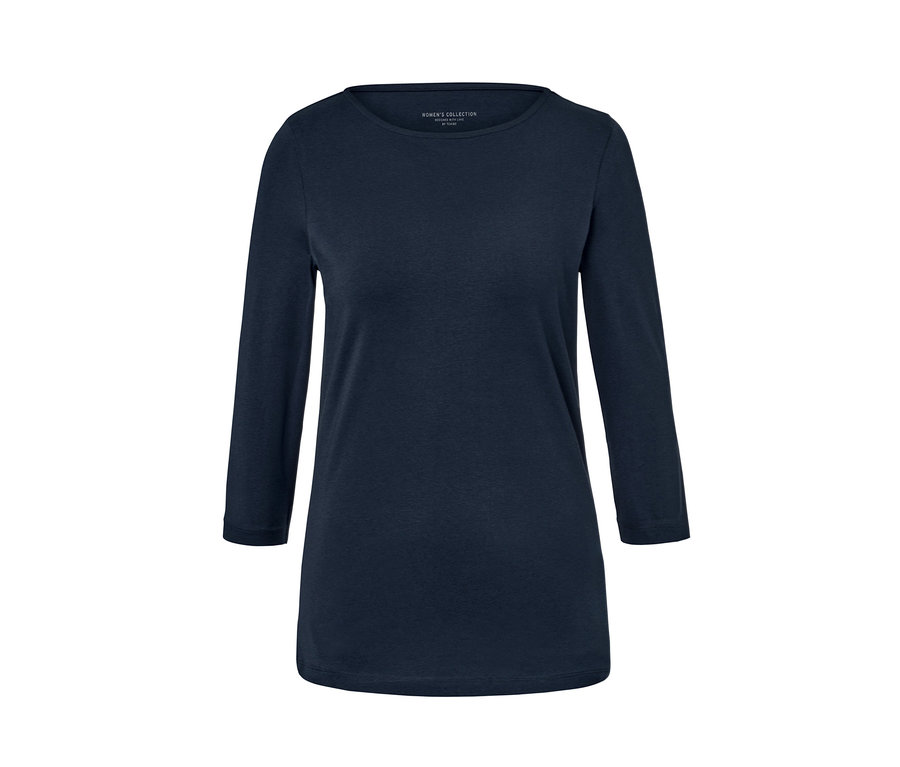 T-shirt bleu foncé à manches 3/4.
