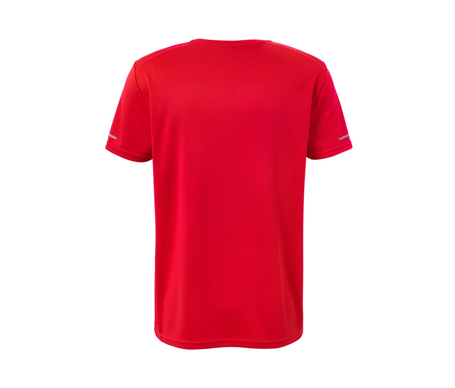 T-shirt technique rouge à manches courtes.