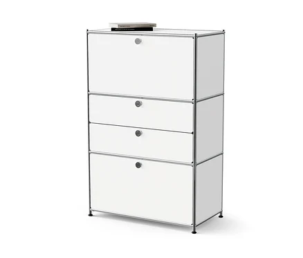 Commode en métal « CN3 » blanche avec 2 abattants et 2 tiroirs.