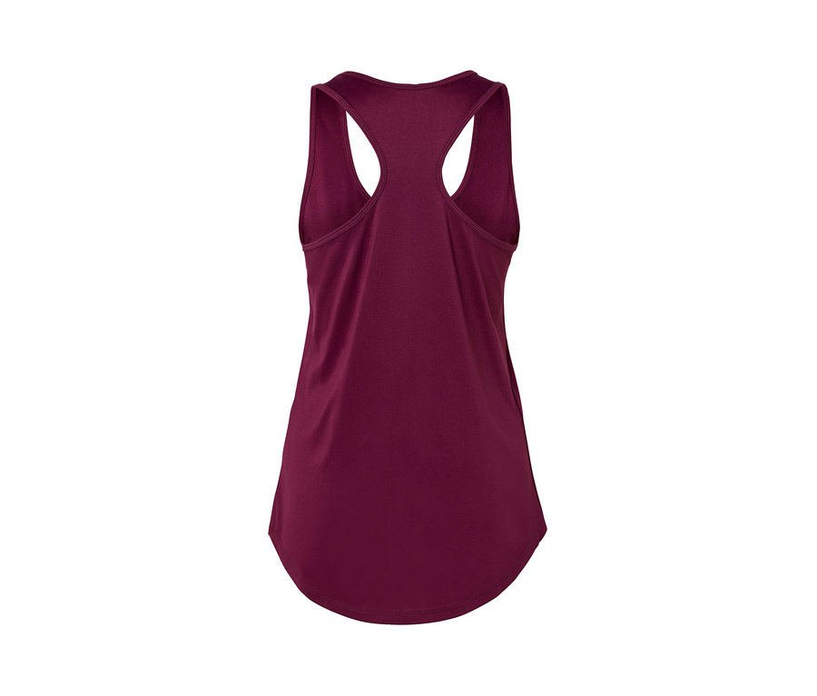 Vue détaillée de l'arrière d'un débardeur de sport rose vif et rose baie d'un ensemble de 2.