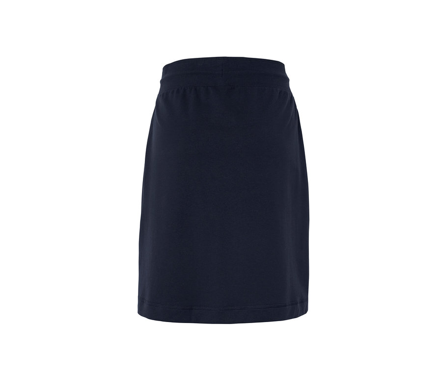 Une jupe en sweat bleu marine.