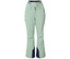Pantalon de ski vert clair avec des empiècements bleu marine en bas des jambes.