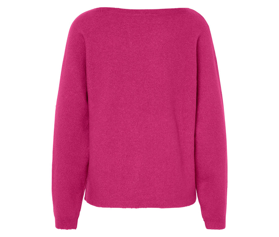 Vue arrière d'un pull rose à manches longues.