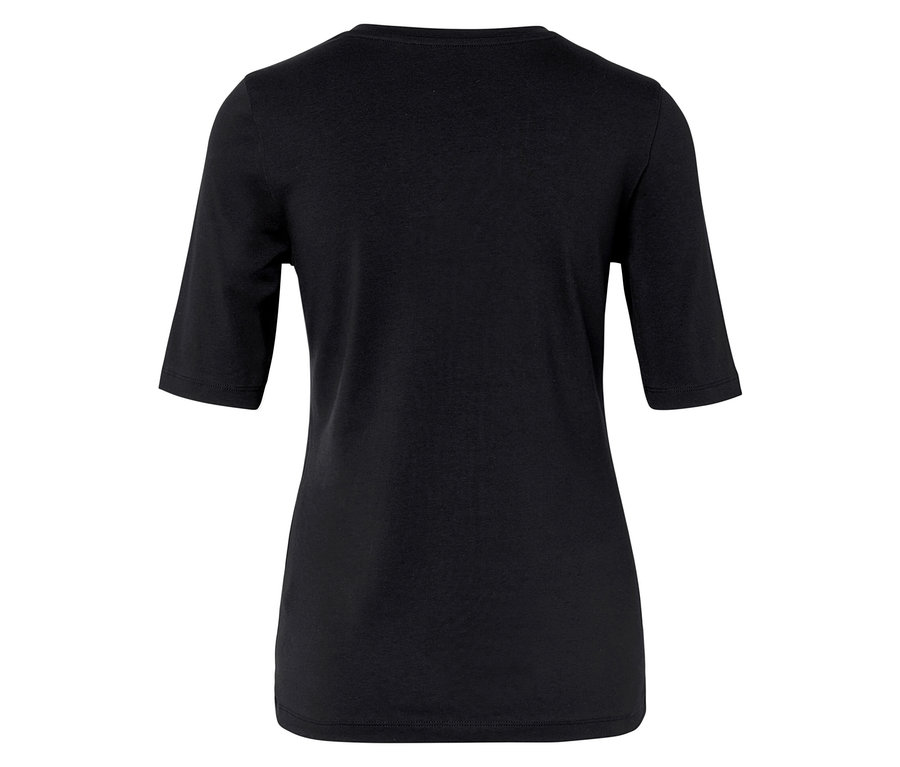T-shirt noir à manches courtes, vue de dos.