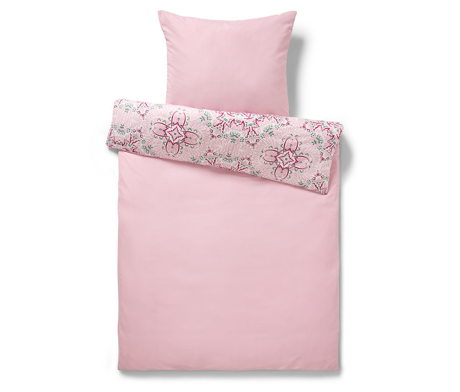 Parure de lit en microfibre rose de taille standard.