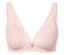 Soutien-gorge rose en dentelle avec armatures et une pierre décorative au centre.