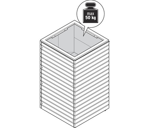 Schéma d'une haute colonne à plantes Tinus avec une capacité de charge maximale de 50 kg.