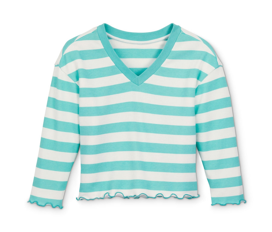 Sweat-shirt en coton bio rayé à manches longues et col en V.