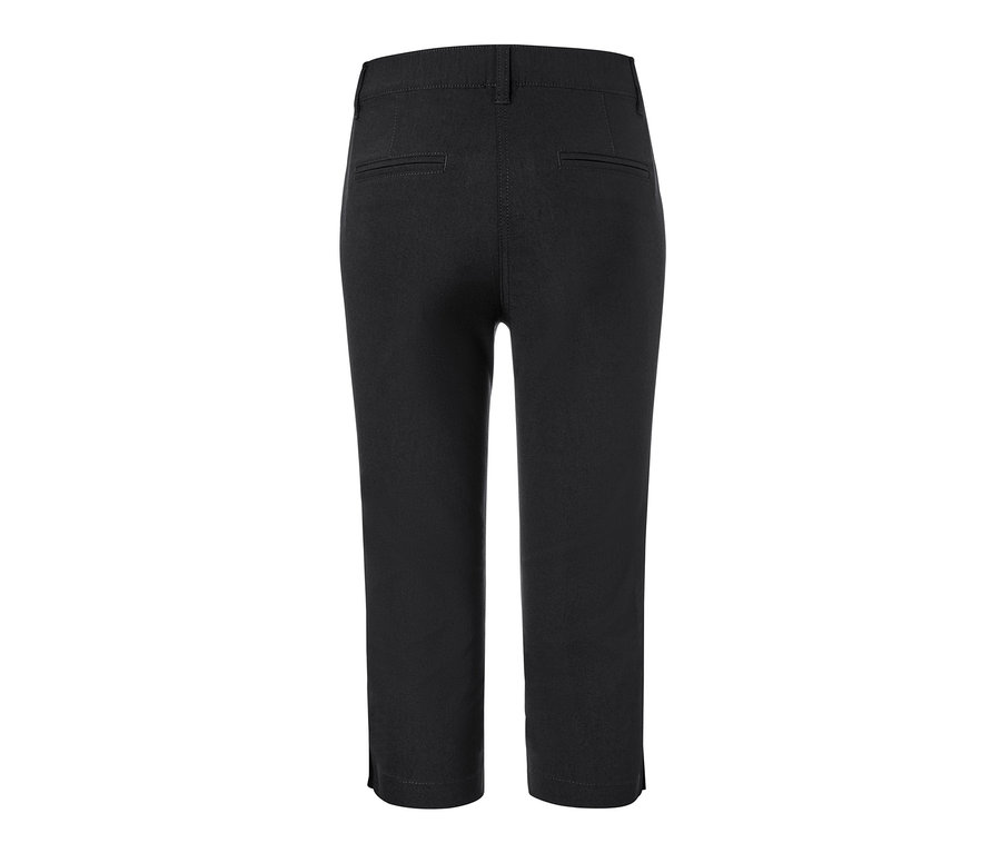 Vue détaillée de l'arrière d'un pantalon en bengaline noir 3/4.