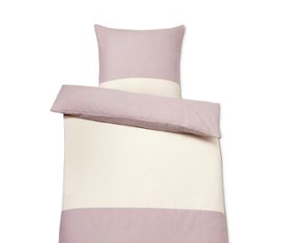 1 côté rose chiné avec des rayures beige<br>1 côté rose chiné