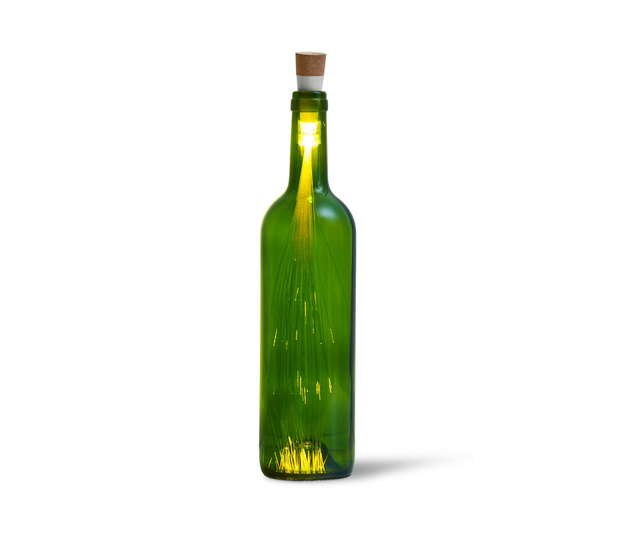 Bouteille verte avec un Bouchon à LED avec batterie.