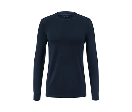 T-shirt manches longues bleu marine avec de la laine certifiée RWS.