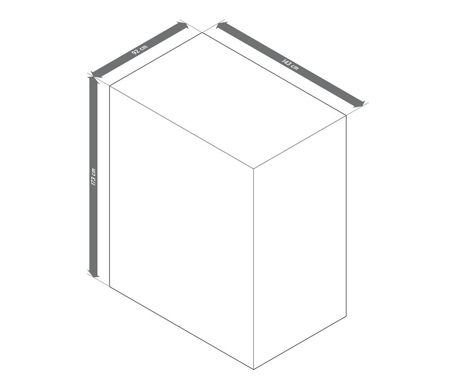 Dimensions de la housse de protection premium pour corbeille de plage XL : 173 x 92 x 143 cm.