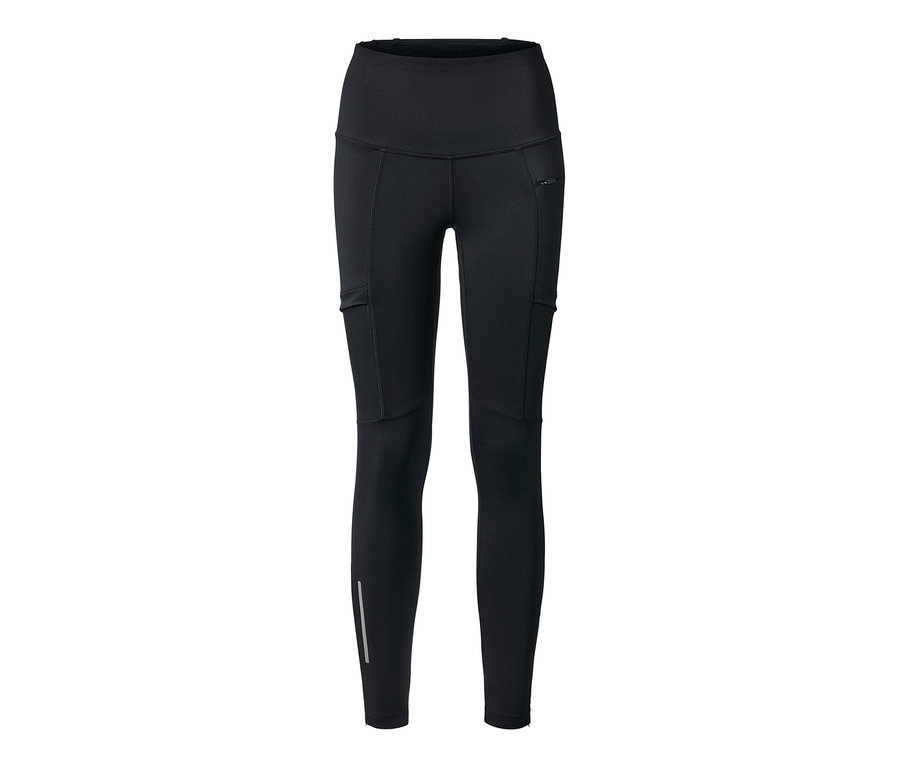 Legging de course à pied noir haute performance avec poches.