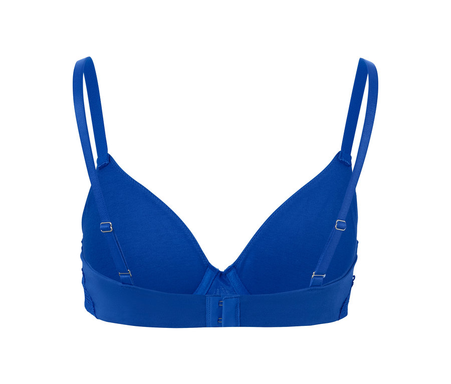Soutien-gorge à armature bleu vu de dos.