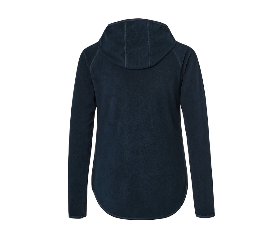 Veste en polaire à capuche bleu foncé vue de dos.