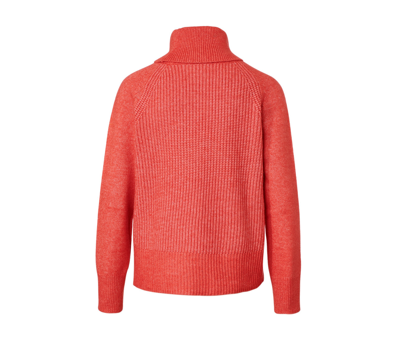 Pull à col roulé orange en grosse maille.