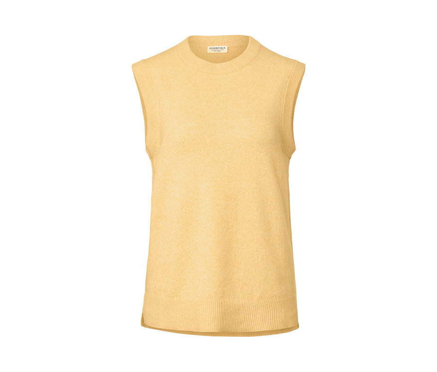Pull sans manches en maille jaune.