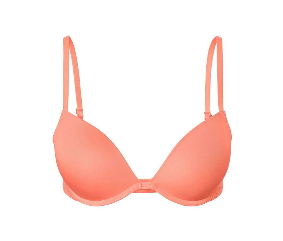 Soutien-gorge push-up corail avec de la dentelle.