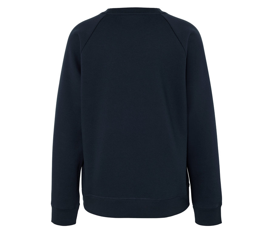 Vue arrière d'un sweat-shirt bleu marine à manches longues.