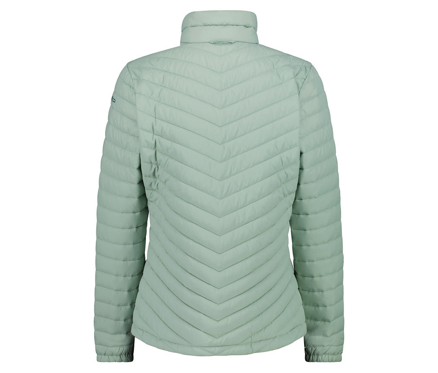 Vue arrière d'une veste matelassée vert clair.