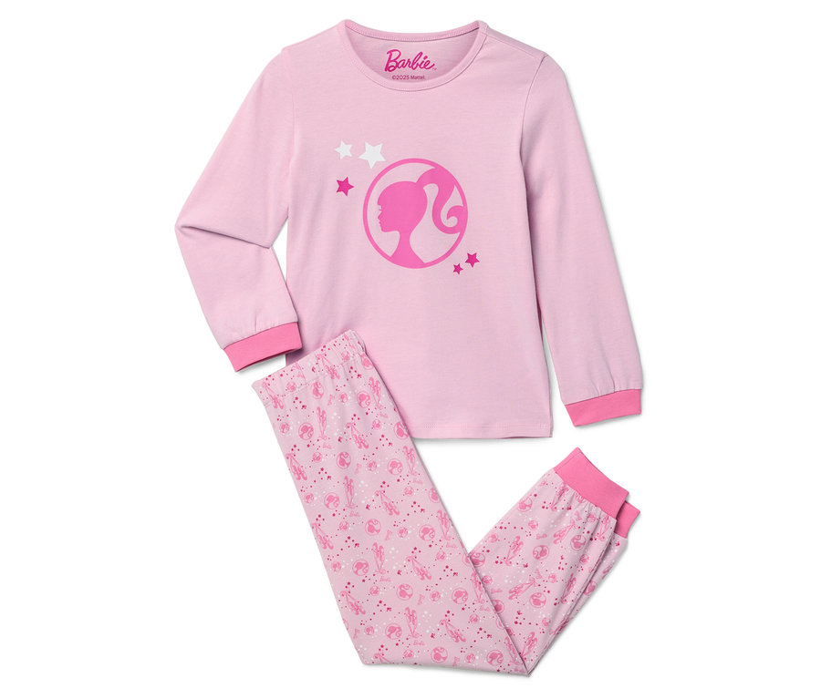 Pyjama rose à manches longues avec un imprimé de poupée Barbie.