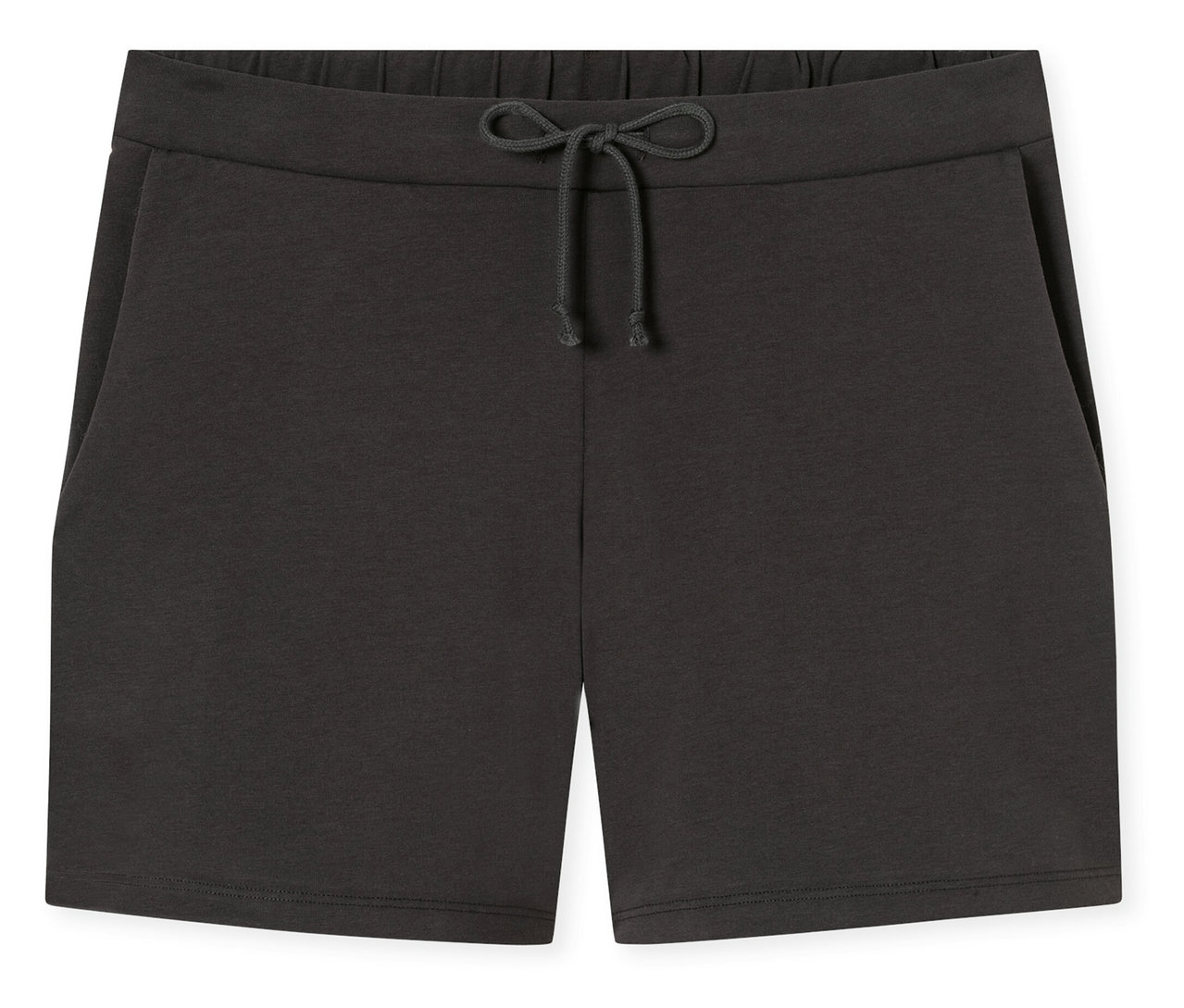 Short SCHIESSER gris foncé avec cordon de serrage et poches latérales.
