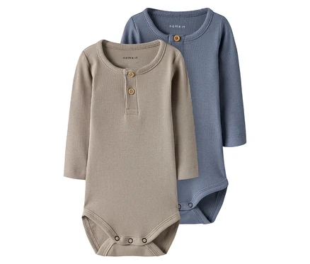 Deux bodies pour bébés NAME IT, troposphere, sont côte à côte.