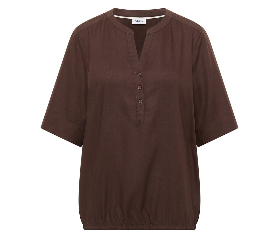 Chemisier tunique CECIL marron avec col en V et manches courtes.