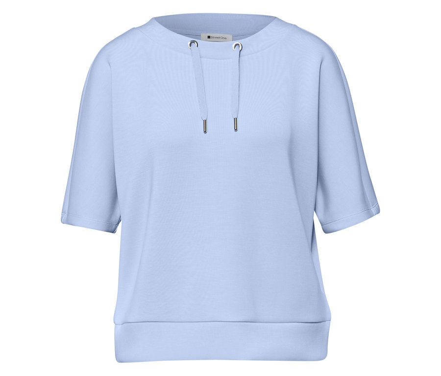 Chemise Street One bleu clair à manches courtes et cordon de serrage à l'encolure.