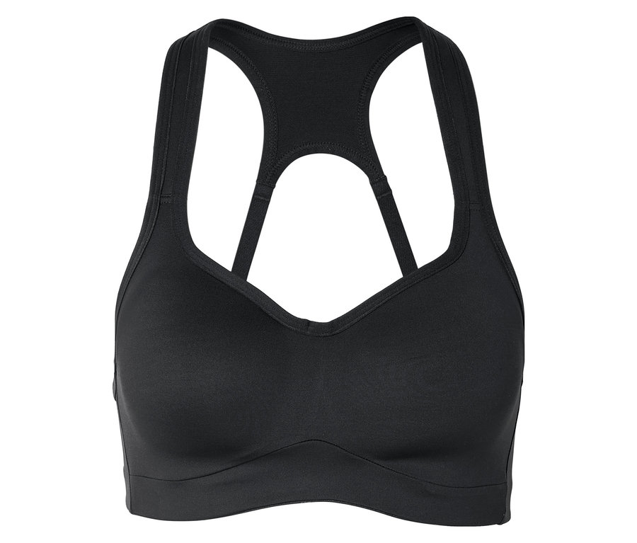 Soutien-gorge de sport noir avec dos nageur.