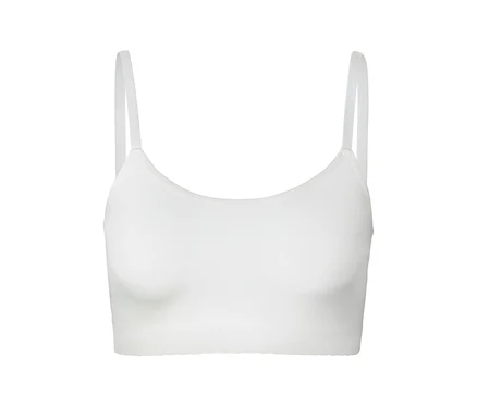 Bustier blanc à fines bretelles.