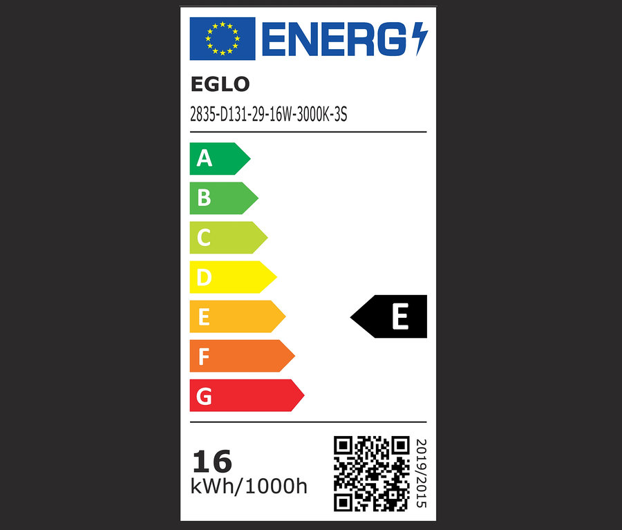 Étiquette énergétique du plafonnier et applique murale à LED.