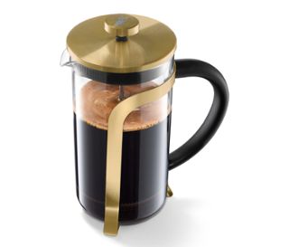 Cafetière : transparent<br>Support : doré<br>Anse et intérieur du couvercle : noir