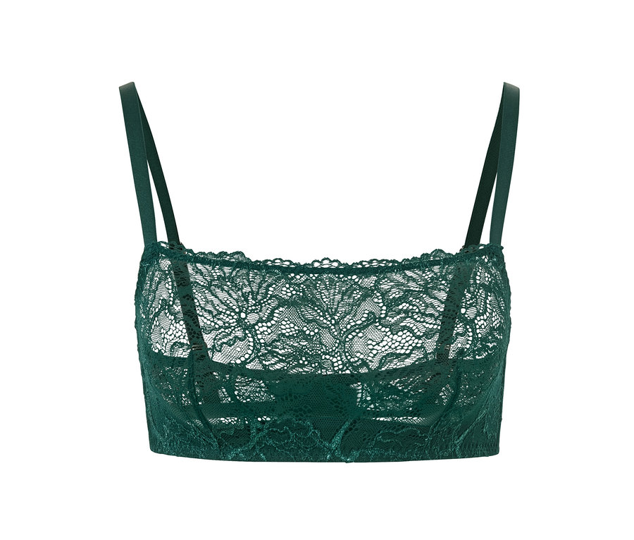 Soutien-gorge en dentelle vert.