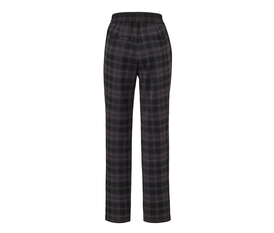 Vue détaillée de l'arrière d'un pantalon de jogging à carreaux.
