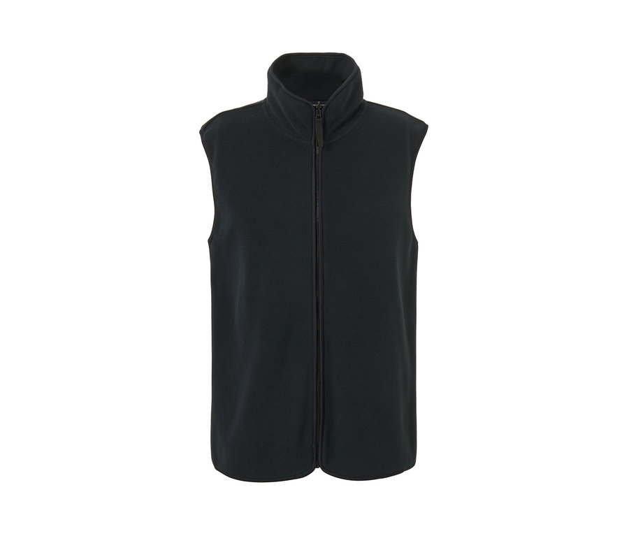 Veste d’extérieur noire avec gilet sans manches et fermeture éclair au milieu.